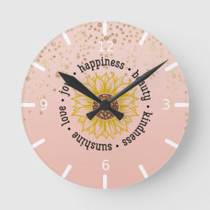 Reloj Redondo Mediano Cita Inspiradora Girasol