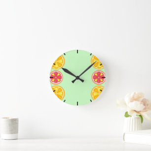 Reloj Redondo Mediano Cítricos TROPICAL SUMMER FRUIT Naranja limones Sli