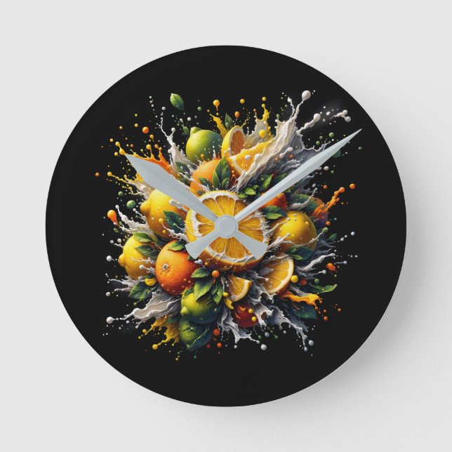 Reloj Redondo Mediano Citrus Explosion (Anverso)