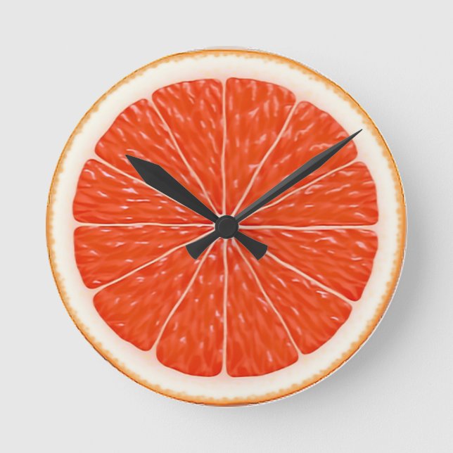 Reloj Redondo Mediano Citrus Naranjas se divierten Red Slice Round Clock (Anverso)