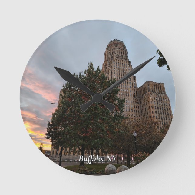 Reloj Redondo Mediano City Hall and Sunset (Anverso)