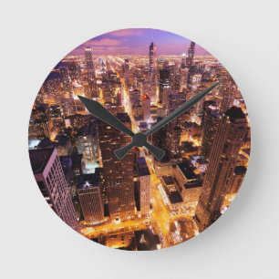 Reloj Redondo Mediano Cityscape at night of Chicago