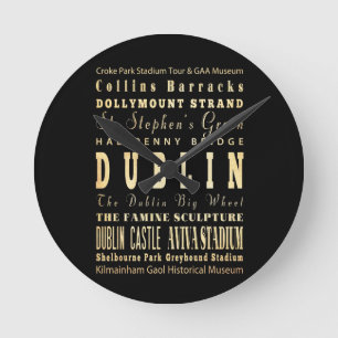 Reloj Redondo Mediano Ciudad de Dublín del arte de la tipografía de