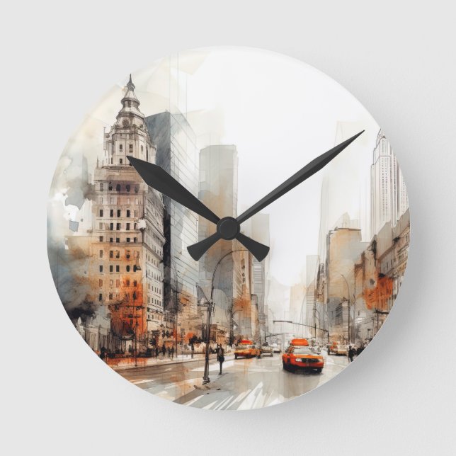 Reloj Redondo Mediano Ciudad de Nueva York (Anverso)