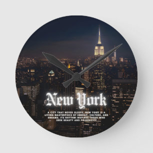 Reloj Redondo Mediano Ciudad de Nueva York