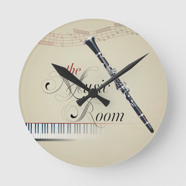 Reloj Redondo Mediano Clarinet Music Room (Anverso)