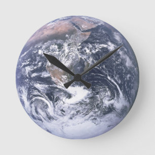 Reloj Redondo Mediano Clásica foto de la Tierra completa en mármol azul
