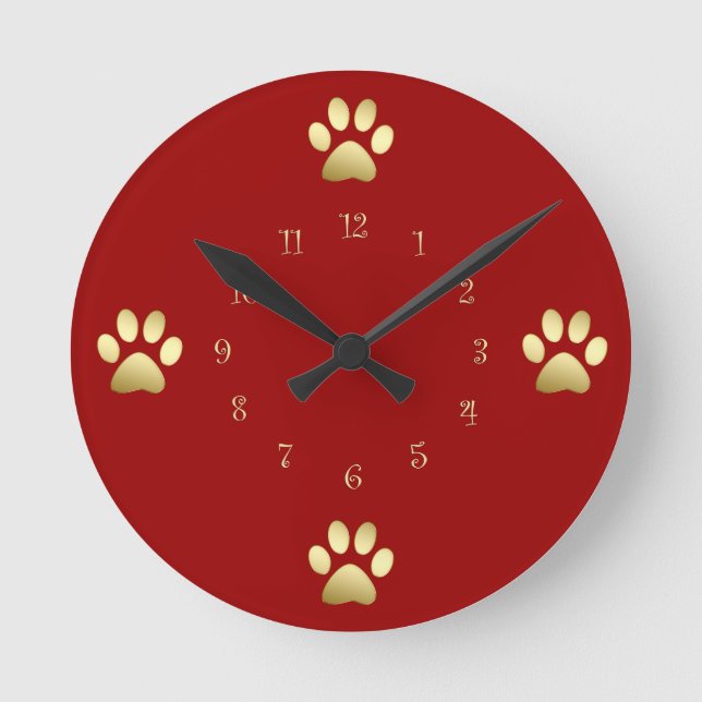 Reloj Redondo Mediano Clásico Perro Paws Wall Clocks (Anverso)