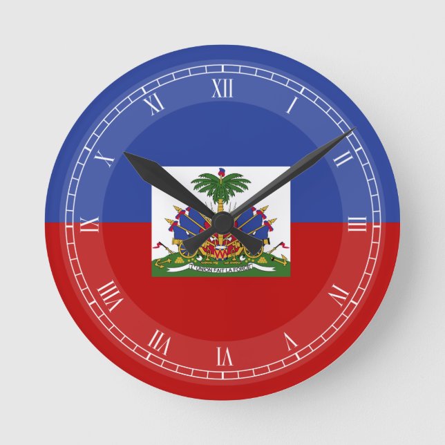 Reloj Redondo Mediano Classic Haitian Flag (Anverso)
