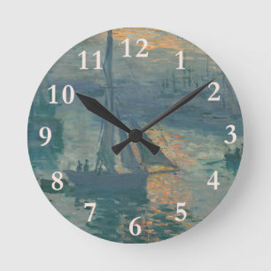 Reloj Redondo Mediano Claude Monet Amanecer Marino Barco de Vela Impresi