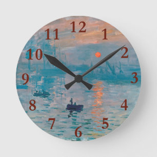 Reloj Redondo Mediano Claude Monet Impresión Amanecer Francés
