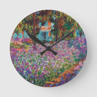 Reloj Redondo Mediano Claude Monet - iris en Bello Artes del jardín de