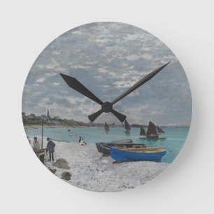 Reloj Redondo Mediano Claude Monet Sky Nubes Naves Mar Océano