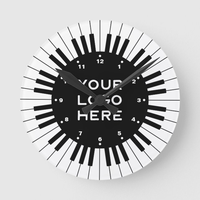 Reloj Redondo Mediano Claves De Piano Profesionales Con Logo Personaliza (Anverso)