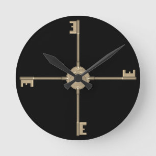 Reloj Redondo Mediano Claves - Moderno estilo contemporáneo
