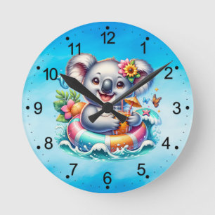 Reloj Redondo Mediano Clipart de sublimación de koala de verano-97702