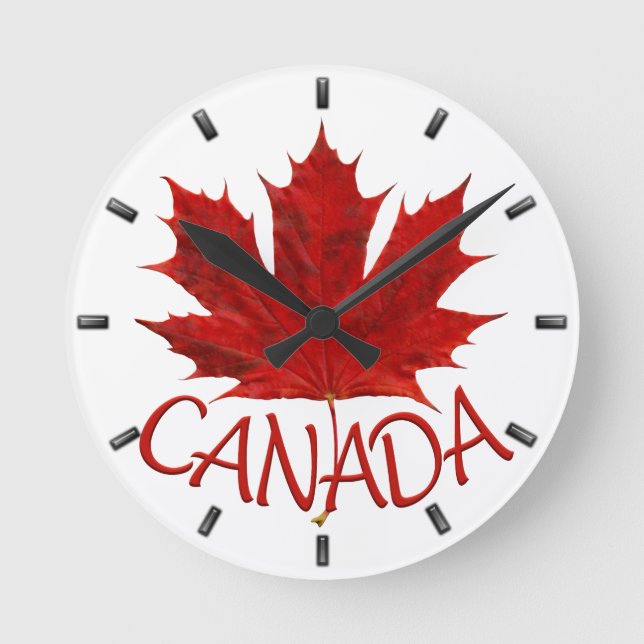 Reloj Redondo Mediano Clock Canada Bandera Souvenir Wall Clocks Regalo (Anverso)