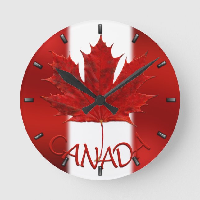 Reloj Redondo Mediano Clock Canada Bandera Souvenir Wall Clocks Regalo (Anverso)