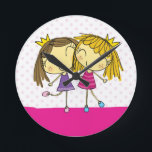 Reloj Redondo Mediano ♥ CLOCK ♥ Cute Princess pink polka dot<br><div class="desc">Fab round clock featuring a cute  princess illustration.</div>