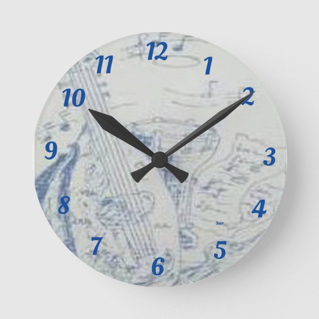Reloj Redondo Mediano Clock- Diseño de instrumentos musicales (Anverso)