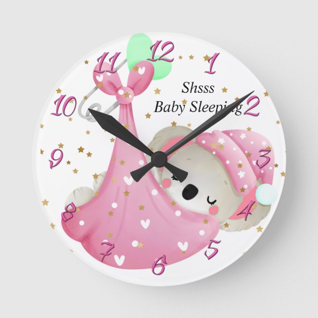 Reloj Redondo Mediano Clock for Baby Girls Room (Anverso)