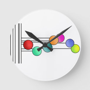 Reloj Redondo Mediano Clock Retro Vibe Círculo Simple Rayas Colorosas