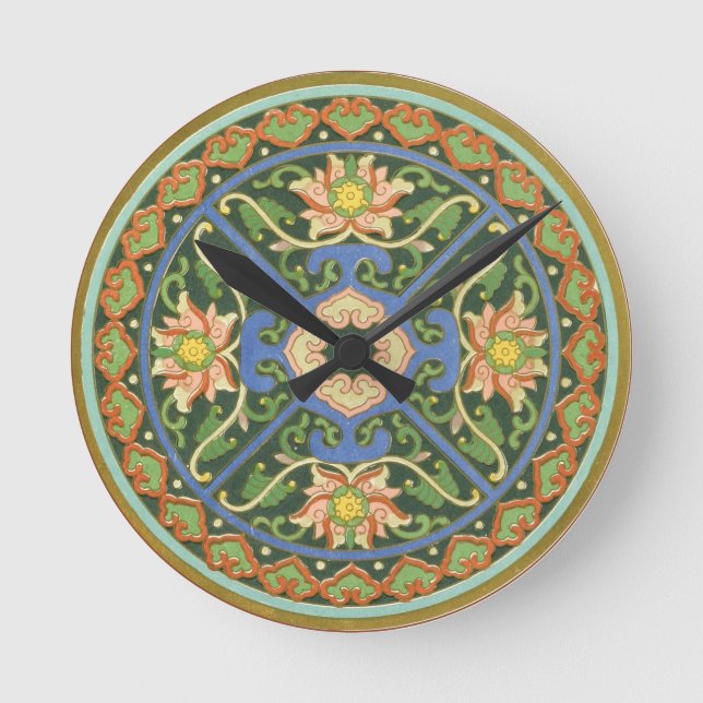 Reloj Redondo Mediano Cloisonne China Patter Asia Oriental (Anverso)