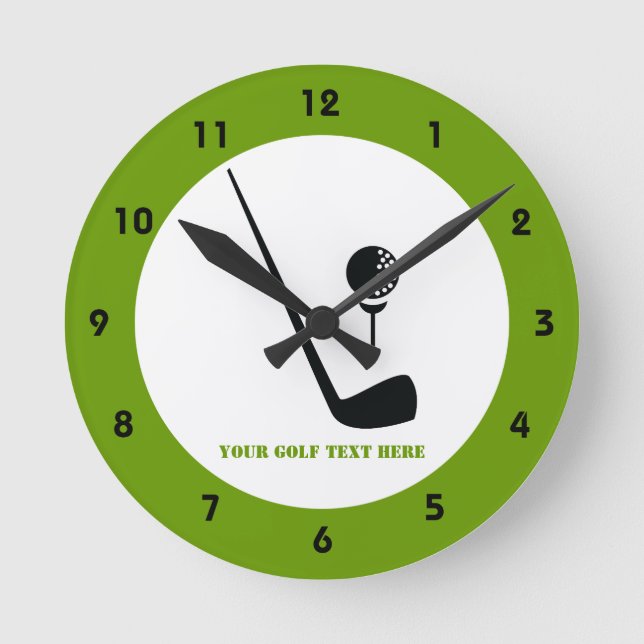 Reloj Redondo Mediano Club de golf y personalizado negro y verde (Anverso)