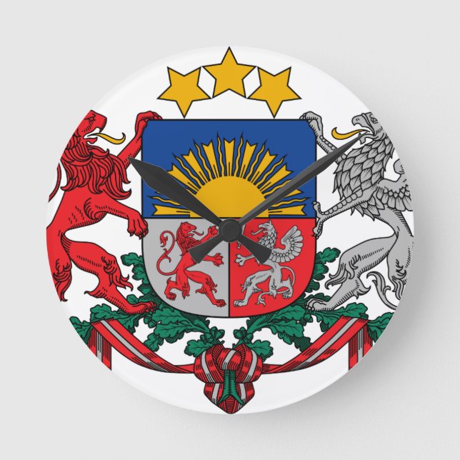 Reloj Redondo Mediano Coat of arms of Latvia - Latvijas ģerbonis (Anverso)