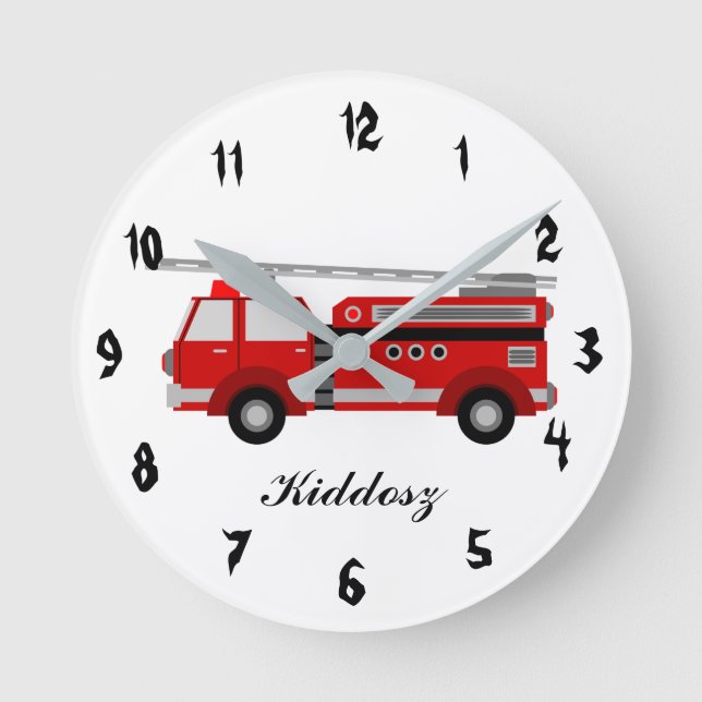 Reloj Redondo Mediano Coche de bomberos (Anverso)