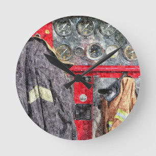 Reloj Redondo Mediano Coche de bomberos americano