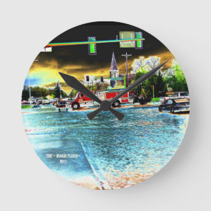 Reloj Redondo Mediano Coche de bomberos retro 2011 de la inundación del