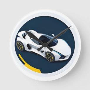 Reloj Redondo Mediano Coche de Carreras con diseño dinámico