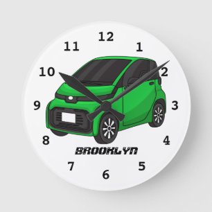 Reloj Redondo Mediano Coche de pequeño tamaño verde