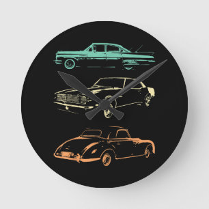 Reloj Redondo Mediano Coches de época - Retro gráfico de 80 y 90