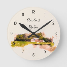 Reloj Redondo Mediano Cocina agrícola escocesa personalizada