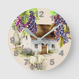 Reloj Redondo Mediano Cocina de cabras de uva de granja