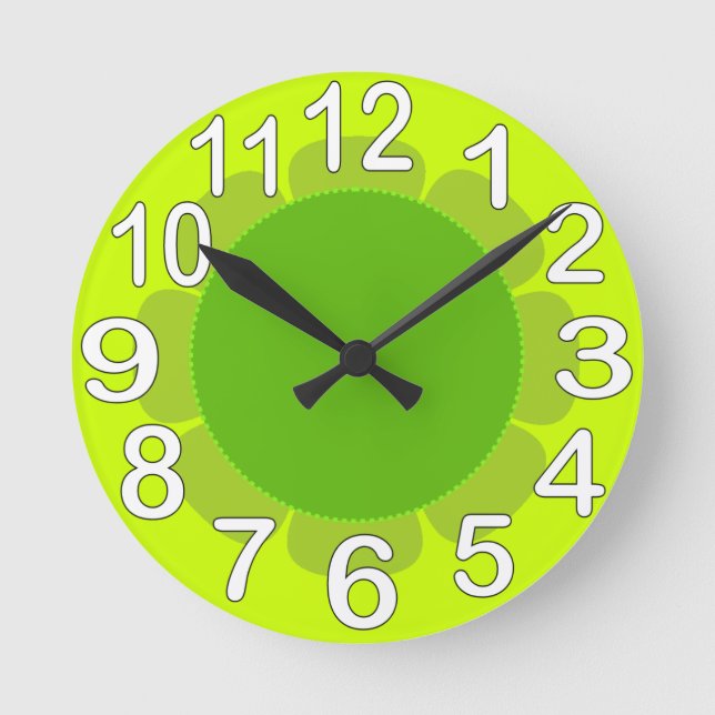 Reloj Redondo Mediano Cocina de campo Lime Green (Anverso)