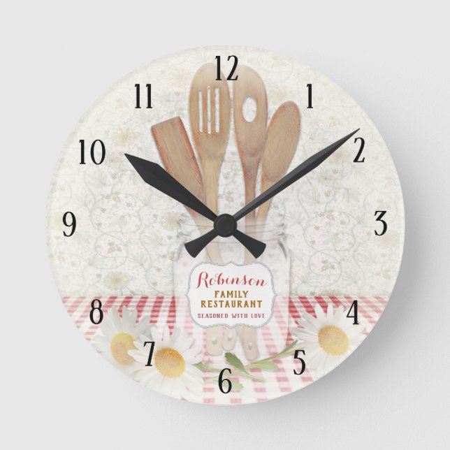 Reloj Redondo Mediano Cocina de campo personalizada (Anverso)