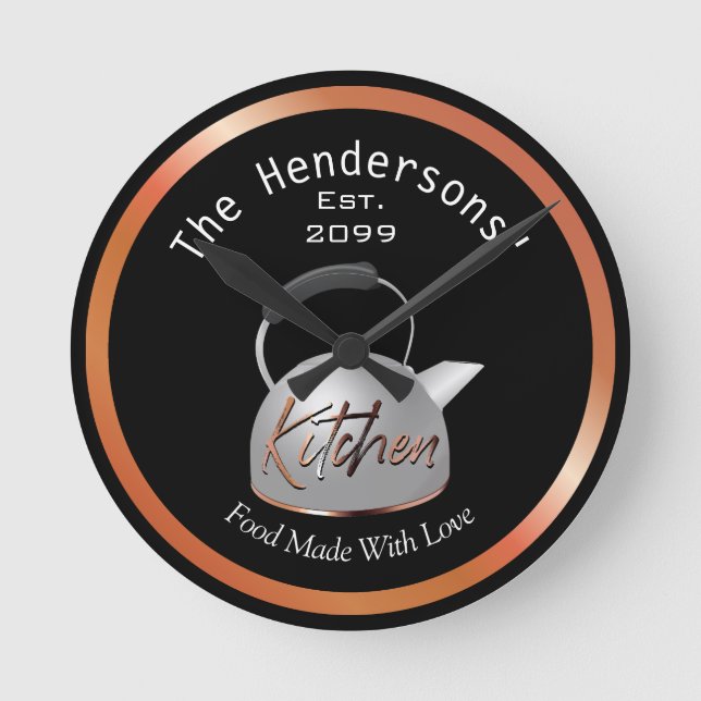 Reloj Redondo Mediano Cocina de cobre hecha con amor (Anverso)