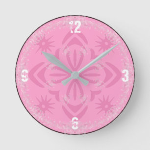 Reloj Redondo Mediano Cocina rosada con copos de nieve