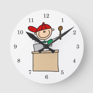 Reloj Redondo Mediano Cocinero Figura de Palotes Masculino