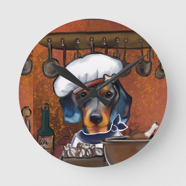 Reloj Redondo Mediano Cocineros Dachshund (Anverso)