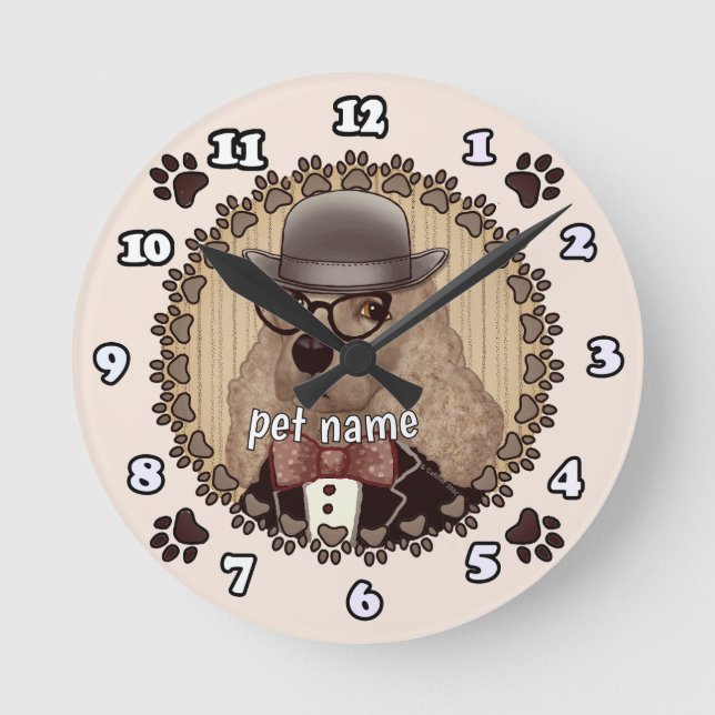 Reloj Redondo Mediano Cocker Spaniel con gafas Clock (Anverso)