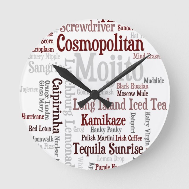 Reloj Redondo Mediano Cocktails Wall Clock (Anverso)