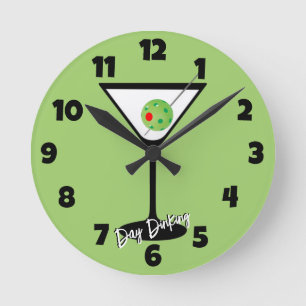 Reloj Redondo Mediano Cóctel Martini Dinking del Día de Pickleball