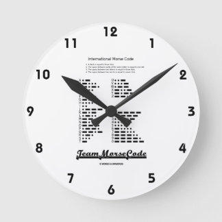 Reloj Redondo Mediano Código Morse del equipo (puntos y rociadas de la