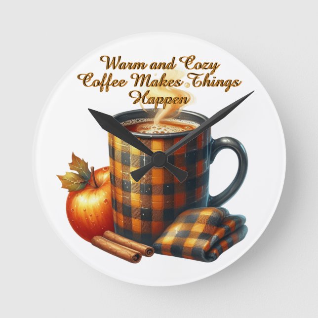 Reloj Redondo Mediano Coffee Makes Things Happen (Anverso)