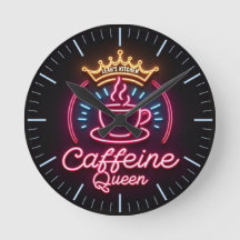 ☕ Coffeecore Clock Coffee Meme Caffeine Queen