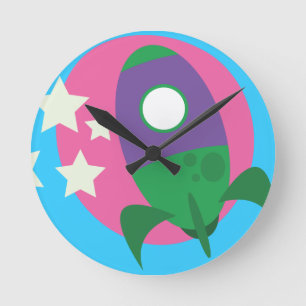 Reloj Redondo Mediano Cohetes recortados